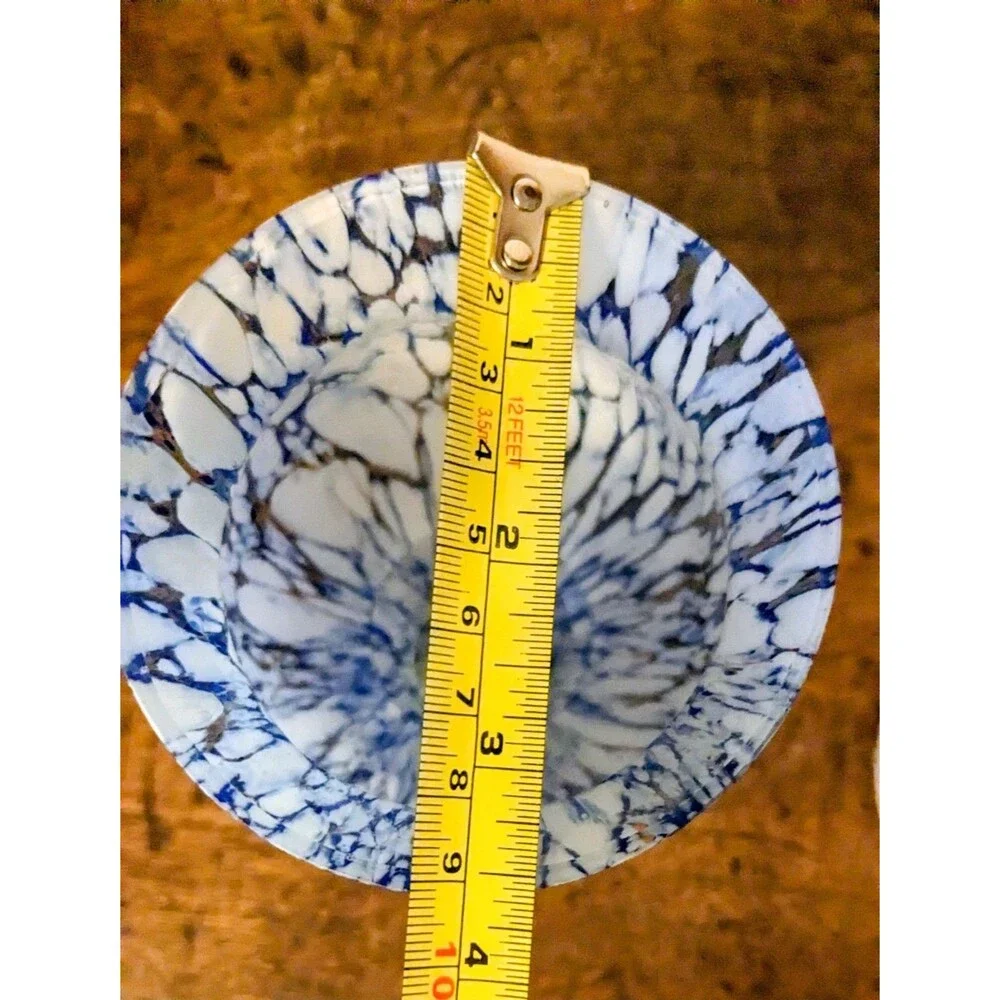 Franz Tomschick Czech Bohemian Art Deco Spatter Glass Vase Blue White 8.25